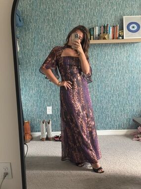 Laagam Renata Cape Maxi Dress size small